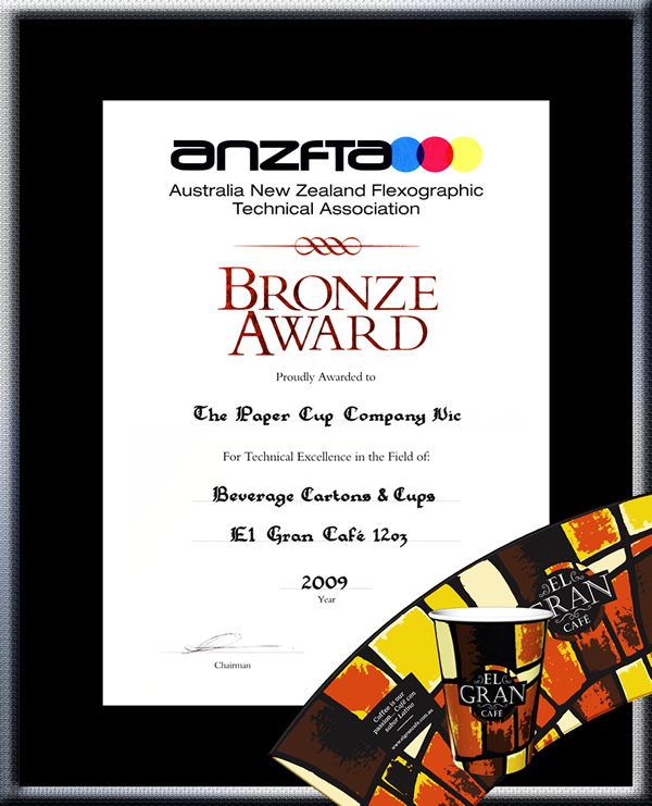 TPCC proudly won ANZFTA Top Award in "Beverage Cartons & Cups Halftone" in 2009 - HighlyCommended_ElGran12oz