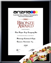 TPCC proudly won ANZFTA Top Award in "Beverage Cartons & Cups Halftone" in 2010 - Bronze_Award_IceCream5oz