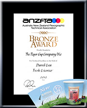 TPCC proudly won ANZFTA Top Award in "Beverage Cartons & Cups Halftone" in 2010 - HighlyCommended_TakeTheExpressoRout12oz