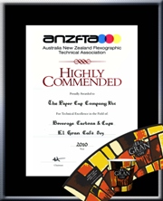 TPCC proudly won ANZFTA Top Award in "Beverage Cartons & Cups Halftone" in 2010 - HighlyCommended_ElGran8oz